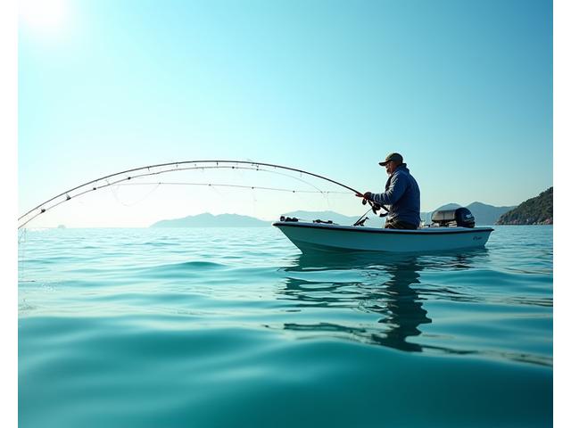 Engins de pêche durables utilisés par un pêcheur sur une mer calme